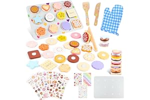 HERMORRYSS Cucina Giocattolo per Bambini, Accessori Cucina Bambini Legno, Biscotto da Tagliare Giocattolo con Adesivi, Giocattolo Educativo Montessori, Giochi di Ruolo per Ragazzi Ragazze 2 3 4+