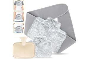 SKYAYA Hot Water Bottle Belt with Cover Fluffy, Wrap Around Hot Water Bottle for Body Neck Shoulder Back Waist Period, Wearable Hot Water Bottle Pouch Hot Water Bag Warm Water Bottle Gift for Women Girls Men