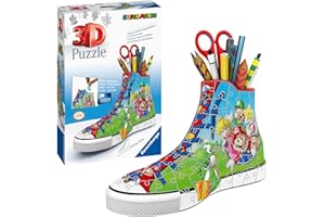 Ravensburger - Puzzle 3D Sneaker - Super Mario - Pot à Crayons - A partir de 8 Ans - 108 pièces numérotées à Assembler sans Colle - Accessoires Inclus - 11267