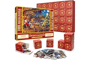 HOEMUDY Jigsaw Advent Calendar 2023, Advent Calendar Christmas Puzzle,Puzzle Advent Calendar Jigsaw 2023 for Adults 1008 Piece Christmas Countdown Calendar Gifts for Women Men Teens Kids (F)