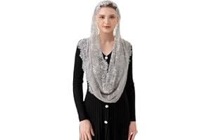 PAMOR Spanish Style Lace Traditional Vintage Inspired Infinity Shape Mantilla Veil Latin Mass Head Covering