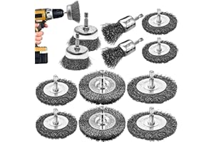 BAFLOVGA 12 Stück Akkuschrauber Stahlbürste, Drahtbürste Bohrmaschine Set mit Sechskantstange, 6mm Drahtbürste Akkuschrauber, Stahlbürste Bohrmaschine für Bohrmaschine Polier Schleifen Entrosten Entgraten