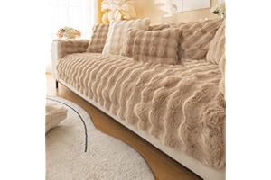 Nitoope Rabbit Plush Sofa Cover 1 2 3 Seater, Soft Warm Sofa Slipcover For Corner L Shape, Funny Fuzzy Sofa Cover, Non-Slip Velvet Sofa Cushion Covers, Thick Furniture Protector
