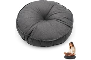 Golvkudde rund 45 cm Ø – sittdyna puff för hem och utomhus, väderbeständig vattentät, 10 cm tjock – sittkudde för trädgård, b