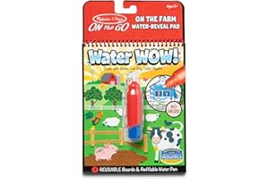 Melissa & Doug - Water Wow Wassermalbuch Bauernhof mit Spiralbindung und Wasserstift, 4 Motivseiten, Stift auffüllbar, Für Kinder ab 3 Jahren