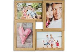 levandeo Ramka na zdjęcia kolaż szer. x wys.: 28 x 28 cm 4 zdjęcia 10 x 15 dąb MDF drewno zmontowane szkło