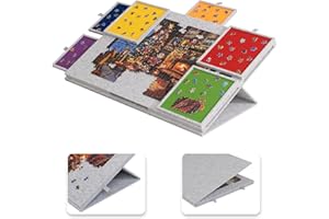 Lavievert Tilting Jigsaw Puzzle Board with 2-in-1 Stand & Cover, Lightweight Felt Puzzle Boards with 6 Colored Drawers for Adults, Portable Jigsaw Table for Up to 1500 Pieces – Light Gray