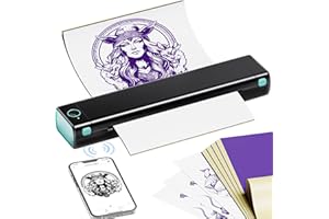 Tattoo Drucker PhoFuta Stencil Drucker mit 10 Blatt Stencil Papier für Tattoo Maschine Set, Thermodrucker Tattoo Kompatibel mit IPad & Telefon & PC für Tattoo Künstler und Anfänger DIY Tattoo, Schwarz