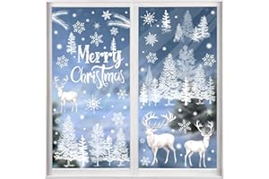SULOLI Christmas Window Stickers,9 Sheets Reusable Window Clings Xmas Stickers for Christmas Decorations