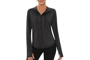 Gyabnw T Shirt Maglietta Sportiva da Donna Maniche Lunghe Magliette Donna Sportive Felpa Donna con Zip Asciugatura Rapida Tinta Unita Yoga Fitness