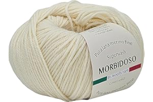 GENERIC Gomitolo di filato 100% lana merino irrestringibile, per uncinetto e lavoro a maglia, lana baby, colori solidi, 50gr 150metri, per copertine abbigliamento e tanto altro (Panna 12)