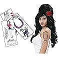 Amy Inspired Temporary Tattoos – Realistic Rehab Tattoo Sheet for Halloween, Fancy Dress & Festivals – Skin Safe Fake Tattoos for Adults