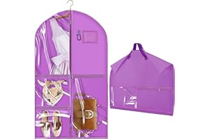 Niviy Fundas Ropa Armario Niña Funda para Traje de Baile con Bolsillos Transparentes Antipolvo Tela Oxford para Vestido de Danza y Accesorios Púrpura 60x100x8cm 1PCS