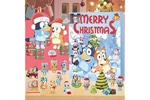 BOSSETY Bluey calendrier de l'avent de noël 2023 : Calendrier de l'Avent de Noël idéal de 24 jours - Cadeau surprise pour les filles, les garçons et les enfants (E)