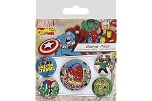 Pyramid International Marvel Comics Badge rétro Spider-Man Multicolore 4 x 25 mm et 1 x 38 mm