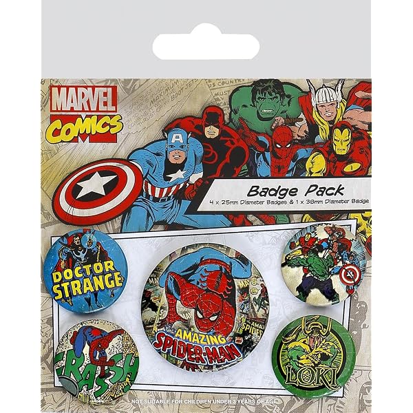 Marvel Avengers Button-Set – 5-teilig, Mit Sicherheitsnadel, Offiziell Lizenziert