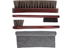 GZRXIOU 4PCS Premium Skovårdssats Skoborstsats av Hästhår med Rosshårborste, Skoborste av Läder, Högblankhetslipborste & Hand