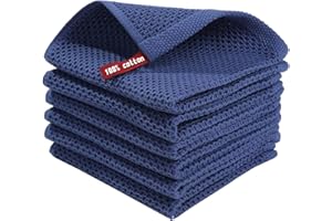 BW&HM Trapos Cocina Algodo nPaños de Cocina Paños Cocina Algodon Durable y Súper Absorbente 33 x 33cm Set de 2 Azul Marino