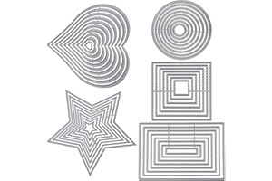 Delamiya 5 piezas Juego de troqueles geométricos de metal, troqueles de corte de corazón de estrella de círculo rectangular cuadrado, plantillas de grabado para álbum de recortes de bricolaje