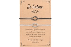 YELUWA 2 Pcs Bracelet Couple, Cadeau Mariage, Cadeau Couple, Bracelet Noeud pour Homme Femme et de l'Amoureuse Cadeaux Femme Petite Amie Mari Fiançailles Cadeaux Saint-Valentin Noël Anniversaire