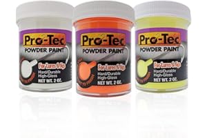 Lurwind 3 Packs of Pro-Tec Jigs and Lures Powder Paints with Sticker, Jig Head Fishing Paint, Fishing Lure Paint (White/Blaze Orange/Glow Yellow Chartreuse)