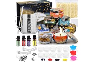 TEPENAR DIY Scented Candle Making Kit - Create Your Own Candle Masterpiece with Complete Craft Supplies with Heat-Proof Container, Beeswax, Wicks, Wick Stickers,Candle Tins and More