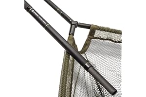 SABER TACKLE Saber - 6ft Landing Net - 2-Piece Compact Handle Landing Net & Staff - 42" Arms - Net Made Of Nylon Mesh or Micro Mesh - Lightweight - Perfect For Fishing & Carp Fishing