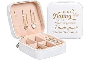 PANDASCH Nanny Gifts from Grandchildren, Nanny Mothers Day Birthday Gifts - Unique Jewellery Box with Warm Saying, Mothers Day Gifts for Nanny Nan, Beautiful Travel Jewelry Box Presents for Nanny Nan