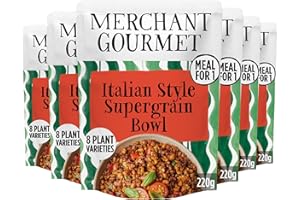 Merchant Gourmet Italian Supergrain Bowl with Freekeh, Haricot Beans, Courgette & Sundried Tomatoes - Meal for One, High in Protein & Fibre, 8 Plant Varieties (6x 220g)