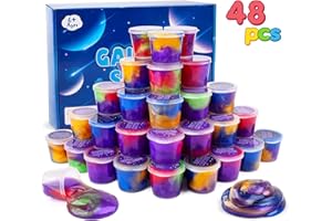 KAOERDCE 48 Pack Fluffy Galaxy Making Christmas Slime kit for Kids, Mini Easter Slime Party Favor, Bulk Putty Cheap Toy for Girls and Boys for Sensory and Tactile Stimulation, Bag Fillers, Soft Non-Sticky