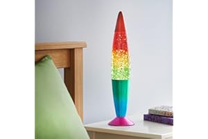 Global Gizmos 48639 16" Rainbow Glitter Lamp/Retro Nostalgia/Relaxing Mood Light/Decorative Illumination