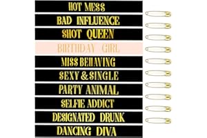 BLMHTWO 10pcs Birthday Sashes for Group Birthday Group Sashes Birthday Sashes Girls Group Birthday Sash for Women Girls With 9pcs Black Satin Sashes+1pcs Pink Birthday Girl Sash for Parties Decoration