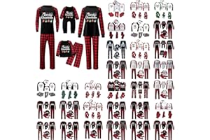 LINDOMAKER Family Christmas Pyjamas Set 2024 Xmas Matching Family Pjs Holiday Funny Cute Graphic Sleepwear Jammies Loungewear Set