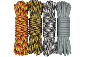 aufodara Paracord Rope, 4x19ft Nylon CORD_ROPE, 550lb Breaking Strength, 4mm Diameter, 7 Inner Strands, Multi Color, for Outdoor Survival, DIY Kit Craft Toy, Camping, Dog Collar