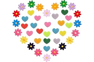 VEGCOO 40 Pezzi Mini Toppe Termoadesive, Ricamata Cuore e Fiore per Vestiti di Cucito - Bambini Adulti per Giubbotti, Jeans, Giacche, Maglietta (A)