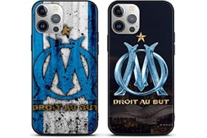 NURKORKI [2 Confezioni] Cover Compatibile con Apple iPhone 14/13 6,1", Football Olympique de Marseille Morbido TPU Case Antiurto Cassa con Disegni Pattern Custodie per iPhone 14