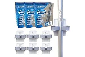 TDBS THE DUSTPAN AND BRUSH STORE Mop & Broom Holder - Wall Mounted Gripper - Self Adhesive - Perfect for Cupboards, Bathroom, Sheds & Garage (Pack of 3 (6 Holders))