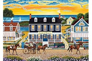 BESDRETOR Puzzles 1000 Pieces for Adults jigsaw puzzles for adults-City illustration Charming Seaside Villa -1000 Piece Puzzle Classic Educational Games Beautiful Decoration Puzzle