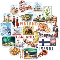 Navy Peony Autocollants de voyage enchanteurs du Danemark (28 pièces) – Découpés, Aquarelle, Autocollants de vacances sur le thème du Danemark pour journaux, albums, bagages, bouteilles