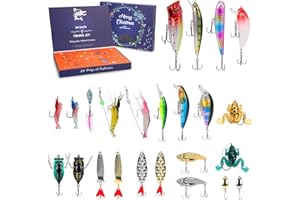 HuiJuKeJi 2025 Fishing Advent Calendar 24PCS Fishing Lures Set Sea Fishing Tackle Fishing Accessories Kit Fishing Equipment Fishing Hooks Fishing Rigs Perch Lures Fishing Gear Fishing Gift for Men
