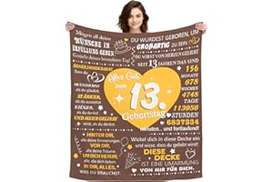 ACAROMAY 13th Birthday Gift Girl Blanket Teenagers Personalised Gift Idea for 13 Year Old Boys Birthday Gift Bedspread Motivational Sayings Cuddly Blanket 150x130CM (13th Birthday)