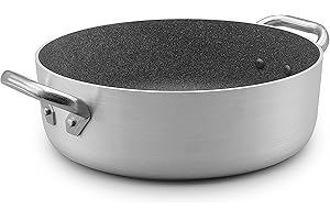 Pentole Agnelli ALSA106G32 Linea Shark Skin, Casseruola Bassa, Antiaderente, con 2 Manici in Acciaio Inossidabile, 32 cm