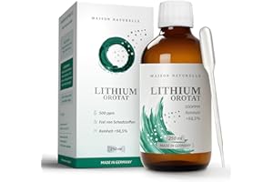 ‎MAISON NATURELLE Maison Naturelle ® Lithiumorotat (250 ml) - Lithium Orotat Tropfen 0,5 mg – 500 ppm Fertiglösung mit über 98,5 % Reinheit – flüssiges Lithiumorotat - Lithium Orotate (250 ml)