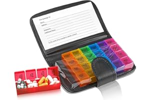 MEDCA Weekly Travel Organizer Pill – iption and Medication Wallet Pill Box Reminder, a Extra Large Pill kontener Dispenser Case, CADDY, organizer, for 4 Times A Day, 7 Days a week, 7.5 x 4.5 inches