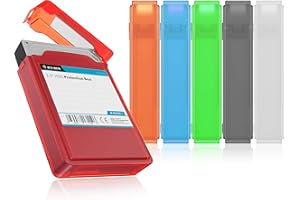 ICY BOX Juego de 6 cajas de disco duro para discos duros de 3,5 pulgadas para protección o almacenamiento, apilables, opciones de etiquetado, estuche rígido, plástico, multicolor, iB-AC602b-6