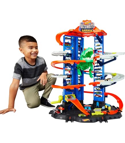 Hot Wheels Let’s Race Netflix - Camion Transporteur T-Rex Qui Se Transforme En Dinosaure Avec Piste, Lumières Et Sons