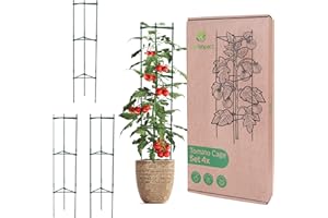 LEAFIMPACT 4er-Pack Rankhilfe Tomaten und Gurken | Anpassbare Rankgitter für Tomaten | Tomaten Rankhilfe | Tomatenrankhilfen | Rankgitter Tomaten | Tomatenstäbe | Tomatensäulen | Blumen & Pflanzen