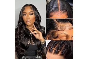 MEGALOOK Upgraded Bleached Knots Body Wave Human Hair Wig 13x4 HD Pre CutLace Front Wigs 200% Density Brazilian Real Human Hair Wigs for Women Wear and Go Glueless Wigs Natural Black Color 20 Inch