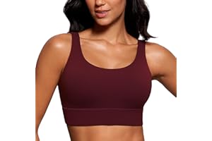 CRZ YOGA Womens ButterLuxe U Back Sports Bra - Padded Low Impact Crop Top Workout Yoga Sport Bra