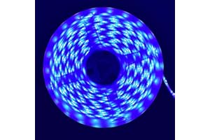 iNextStation Blue LED Strip Light, 16ft/5M 2835 SMD 300 LEDs 12V Flexible Waterproof LED Tape for Bedroom Kitchen Cabinet Wardrobe TV(NO Power Supply/Plug)